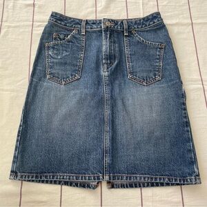 Vintage 90s Lucky Brand Gene Montesano cotton Denim Skirt Size 6 knee length